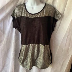 Vanity Metallic Silver and Black Open Back Blouse